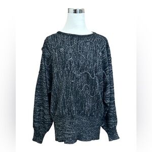 Albee Women's Sweater Vintage Black Silver Shimmer Size Medium